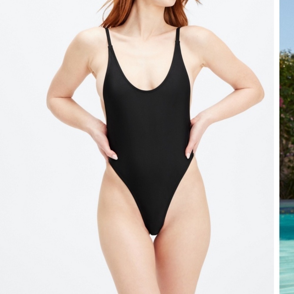 NWT Fabletics Swimsuit XL Noa Sexy 1-Piece Black Hi Leg Lo Back Wide Straps NEW